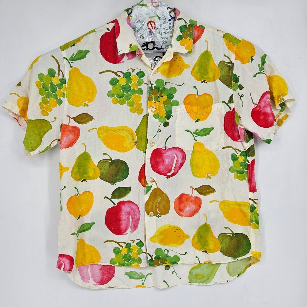 VTG Jams World Shirt Mens XL Fruit All Over Print Short Sleeve Hawaiian